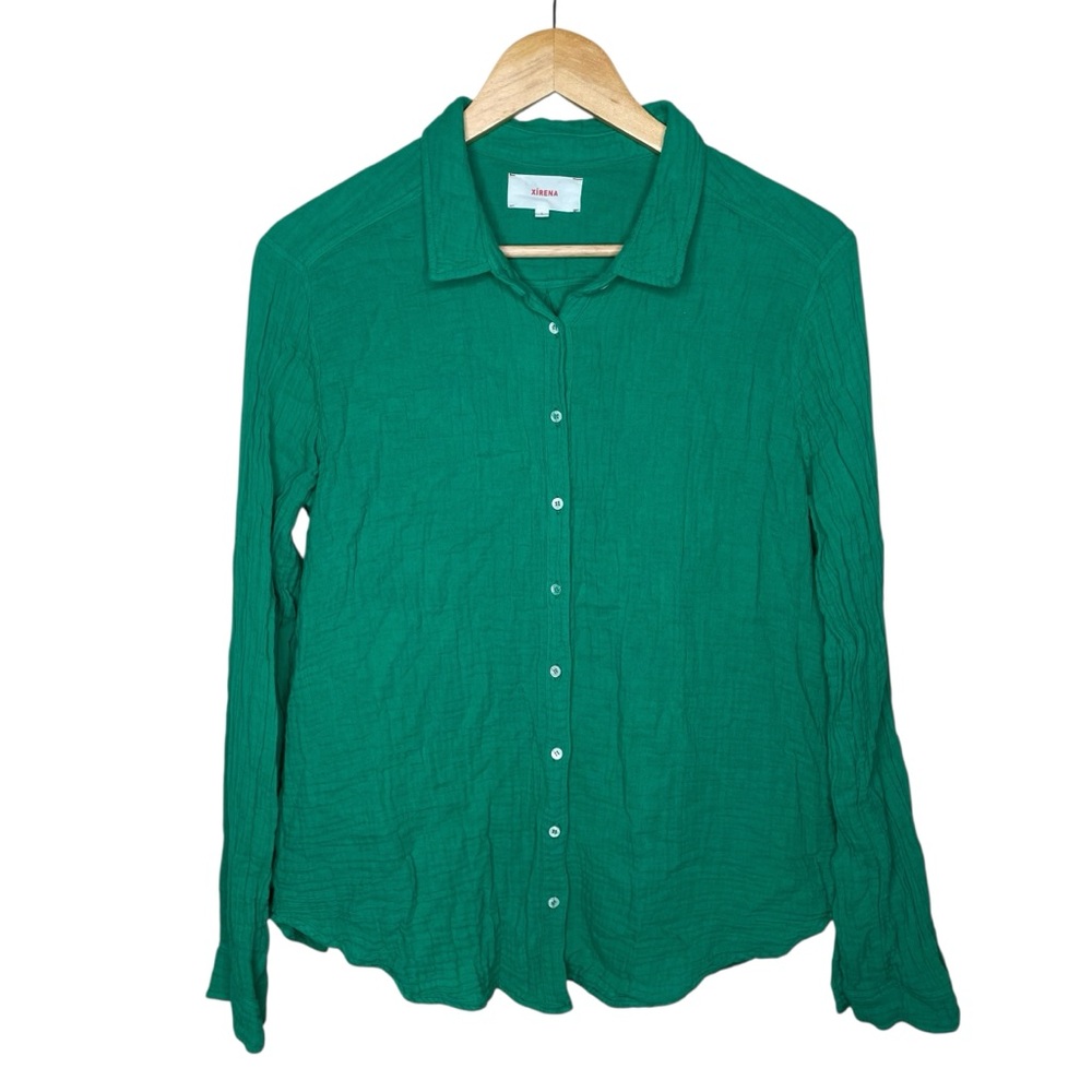 XiRENA Chelsea Gauze Scout Button Down Shirt Apple Green Large - Picture 5 of 14